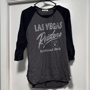 47 Brand Las Vegas Raiders Grey and Black Raglan Tee